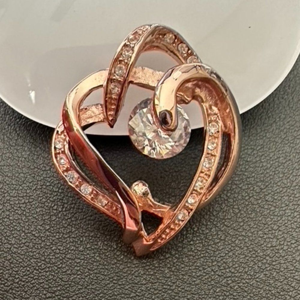 Rose Gold 18k GP Gold Plated CZ Heart Pendant - Picture 5 of 5